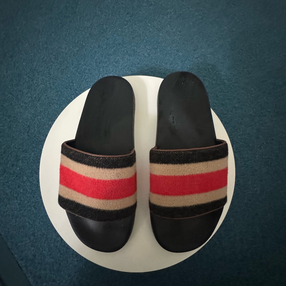 Burberry Black and Red Striped Sandals